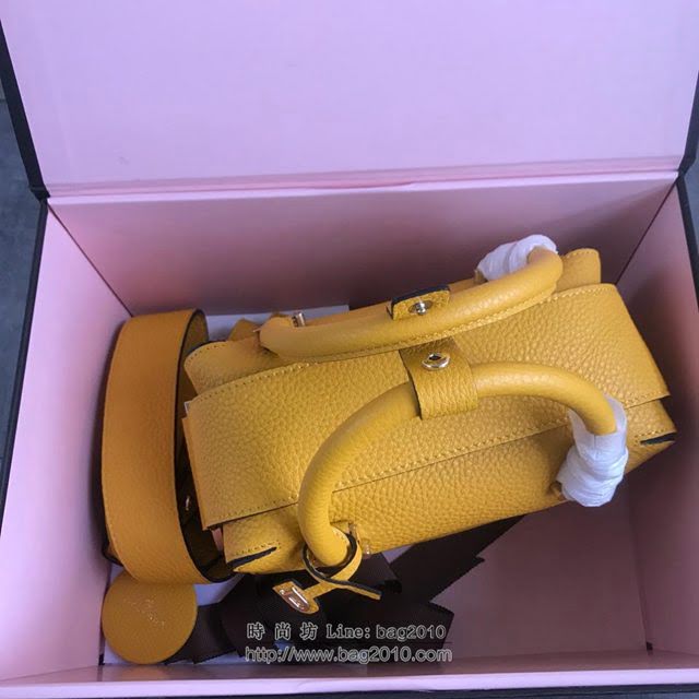 DELVAUX女包 Delvau單肩斜挎包 半手工Cool box 小號 德爾沃女手提包 手拎包 太陽黃  fcs1195